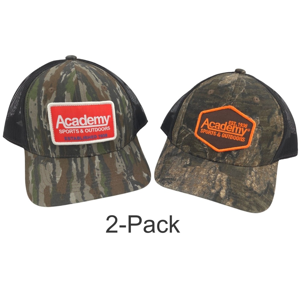 (LOT 2) Academy Realtree Camo Trucker Hats Men OSFM Mesh Snapback Hunting NEW